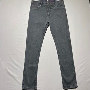 ISAIA Napoli Mens Black Stretch Denim High Rise Classic Casual Slim Fit Jeans 50